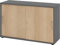 bümö Schiebetürenschrank 2OH - Aktenschrank abschließbar, Sideboard Schrank mit Schiebetüren in Graphit/Eiche, Relinggriff - Büroschrank aus Holz mit Schiebetür, Büro Kommode für Ordner & Co.