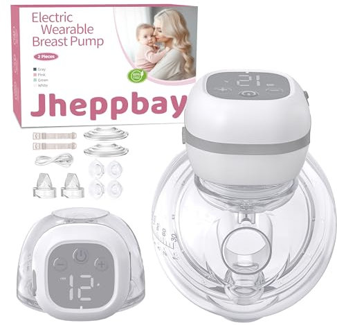 Double Electric Breast Pump Handsfree - Jheppbay Painless Breast Pump Electircal Leak-Proof, 5s Quick Installation, 12 Levels 3 Modes, Low Noise, BPA Free