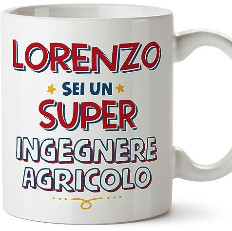 MUGFFINS Tazas Personalizadas para INGENIERO AGRÓNOMO hombre - En Italiano - Sei Super - 11 oz / 330 ml - Regalo Personalizable original y divertido