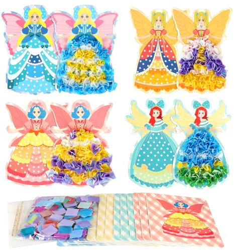 MONCAP 12 Stück Elfen Bastelsets Kinder Blumenfeen Basteln Kinder Prinzessin Kreativ Set Mädchen Feen Kunsthandwerk Poke Art DIY Toys für Kreatives DIY Frühling Kindergeburtstag Party Mitgebsel
