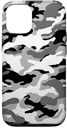 Patriotisches schwarz-weißes Camouflage-Militärmuster Hülle für iPhone 12/12 Pro