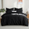 Aisbo Bettwäsche 220x240 Baumwolle Schwarz - Bettwäsche-Sets Bettbezug 220x240 3teilig mit 2 Kissenbezüge 80x80 cm, Baumwollbettwäsche Set, Oeko-TEX Bettwäsche Schwarz mit Reißverschluss