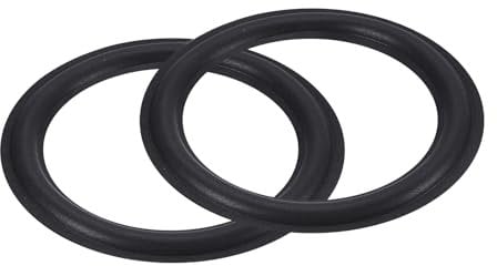 sourcing map Rubber Speaker Foam Edge Surround Rings 8 Inch 143mm x 205mm Perforated Subwoofer Rings Replacement Parts for Speaker Repair or DIY Black 2 Pcs