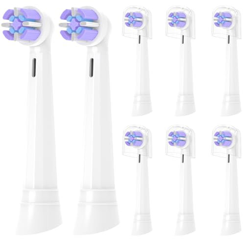 YMPBO Aufsteckzahnbürsten Kompatibel mit Oral-B iO 10 9 8 7 6 5 4 3 Serie Elektrischen Zahnbürste, 8 Stück Aufsteckbürsten Zahnbürste Aufsätze, Weiß