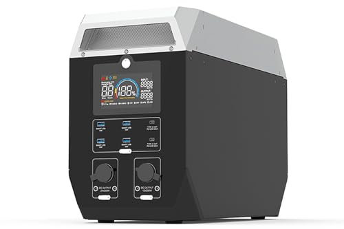 FXNFXLA Centrale Électrique Portable 2000w, Générateur Solaire 2000wh, Batterie De Secours Domestique, Prise Secteur, DC, Générateurs USB pour Camping-Car, Usage Domestique