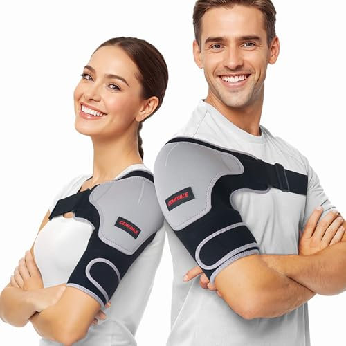 COMFORCE Épaulière Attelle avec coussinet de pression, manchon de compression d'épaule en néoprène pour homme et femme, support d'épaule réglable pour rotateur, soulagement des douleurs articulaires