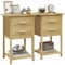 HOMCOM Lot de 2 Tables de Chevet, Table de Nuit, en Bambou, Table d'appoint avec 2 tiroirs et 1 étagère, Style scandinave, 40 x 34 x 60 cm, Naturel
