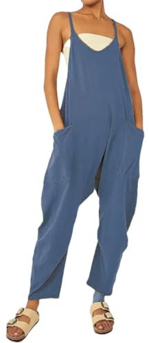 Tdvcpmkk Damen-Arbeitsoverall mit weitem Bein, dunkelblau, 48