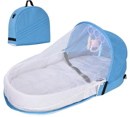 Baby Reisebett Stubenwagen Leicht Tragbarer Stubenwagen | Komfort-Reisewiege Mit Netz Und Entwicklungsspielzeug, Reisewiege Faltbares Für Neugeborene Mit Moskitohaube Matratze Und Tasche