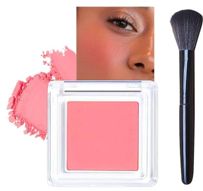 Blushers for Cheeks, Pink Peach Powder Blushes, Rose Korean Makeup Blush with Brush, Natural Looking Glow Blendable Long-Lasting Blush Matte Face Powder Blush Smooth for Women