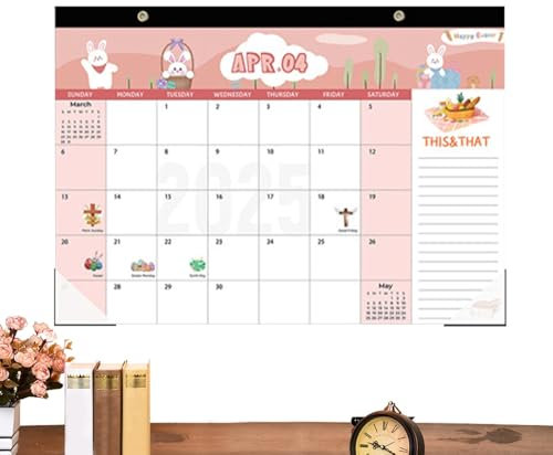 Juli 2024 Wandkalender, 18-Monatskalender Juli 2024-2025, Desktop-Kalender, große Schreibblöcke, Tischkalender mit Löchern, von Juli 2024 - Dez. 2025