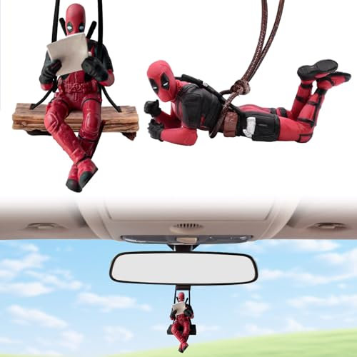 Auto Deko Innenspiegel Anhänger, 2 Stück Deadpool Auto Deko, Deadpool Anime Rückspiegel Dekoration, Deadpool Ornament, Deadpool Anime Car Auto Interior Decoration Accessories
