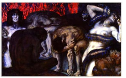 MOBYAT Inferno by von Stuck The,Art Poster Classic Canvas Art Wall Decor for Bedroom Living Room Canvas Art Poster Reproduction128x80cm(50x32in) Poster