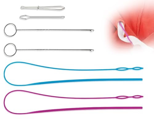 Emezddo 6 Stück Durchziehnadel,Metall Nadeleinfädler Pinzetten,Kunststoff Einfädelhilfen,Nadeln Einfädler Werkzeug,Kordelzug Nadeln Einfädler,String Threader,für nähnadeln,Nähzubehör Bastelbedarf