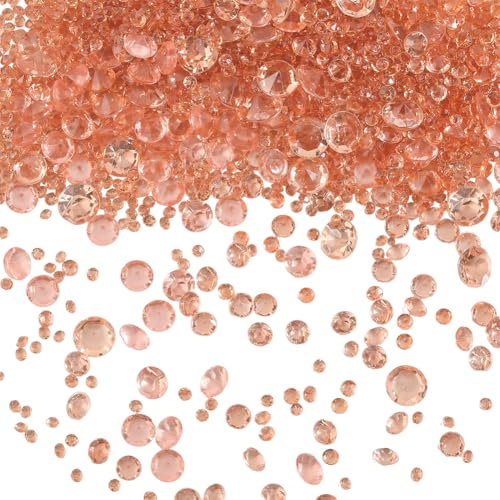 SOFPLATE 6300Pcs Rose Gold Scatter Crystals Acrylic Scatter Diamonds Confetti Crystal Vase Fillers Beads Rhinestones for Table Wedding Decorations Bridal Shower Decorations 3MM 4MM 6MM 8MM 10MM