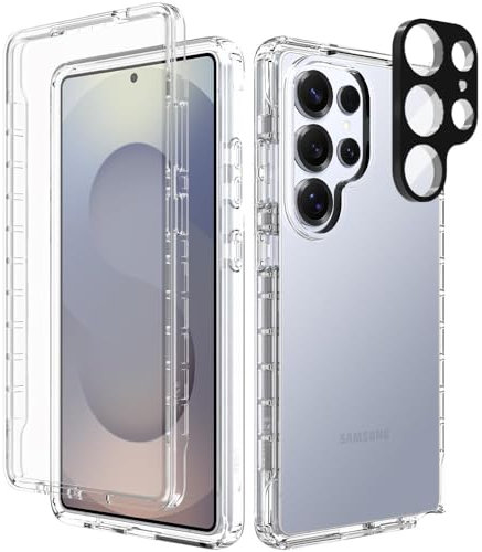 Leedia Coque pour Samsung S25 Ultra 360° Protection avec Protège d'écran Intégré Housse Antichoc Bumper Case pour Téléphone Portable Samsung Galaxy S25 Ultra 5G Transparent