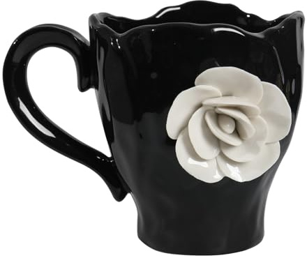 YGTUCE Ceramic Coffee Mug, 3D Sculpted Flower Cup for Tea Hot Chocolate Milk, Handmade Novelty Gifts for Women, 11 Oz