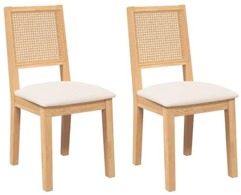 vidaXL Esszimmerstühle mit Kissen 2 STK. Massivholz Gummibaum, Küchenstuhl, Stuhl, Beistellstuhl, Essstuhl, Wohnzimmerstuhl, Restaurant Stuhl