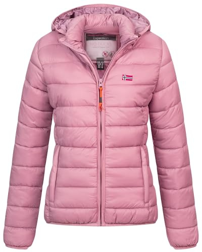 Geographical Norway Winter Jacke Steppjacke Parka Kapuzenjacke Outdoor Leicht und warm, Farbe:Old Pink, Größe:L (40)
