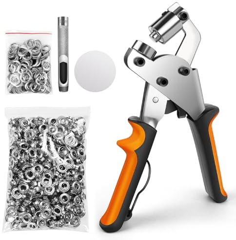VickyHome Eyelet Punch Kit 3/8 Inch, Stainless Steels Grommet Kit Eyelets and Punch Magnetic Hole Punch with 500PCS Waterproof Coating Grommets for Fabric, Tarpaulin, PVC Banners, Clothing