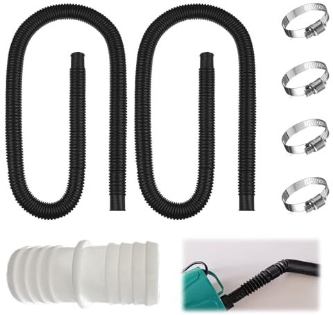 Poolpumpe Ersatzschlauch,2 Stück Pool schlauch 32mm Innendurchmesser länge 180cm,mit 4 Sicherungsclip,Poolschlauch für Poolpumpen,Filter Ersatzschlauch,für Pool und Schwimmbecken(schwarz)
