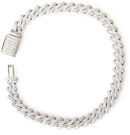Miami Cuban Link Armband 6mm– Massives 925 Sterling Silber, Iced Out mit Zirkonia – Unisex Schmuck für Damen & Herren (21cm) - Lucoro