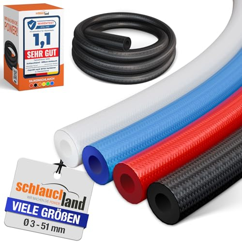 1m SILIKON-SCHLAUCH PROTEX Ø 25x34mm schwarz 180°C | METERWARE AUSWAHL | Silikonschlauch Universal Schlauch Luft Wasser Silikon Gewebe-Mantel verstärkt Gummi Lebensmittel-tauglich FDA Getränke