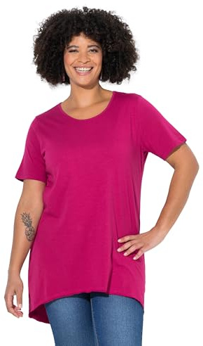 Angel of Style Damen große Größen Übergrößen Plus Size Longshirt, Rundhals, Halbarm, gerundeter Saum helles Erika 50 832019813-50