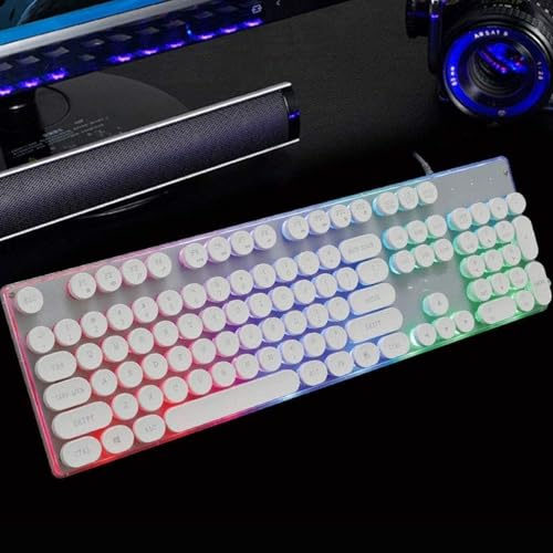 AIEIJJH Tastiera Meccanica Cablata per Gioco con Illuminazione LED Tastiera Computer da Scrivania 104 Tasti Silenziosa per Scrivania Gaming