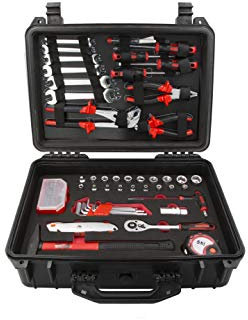 Krino 64230322 Koffer 82 Teile Multifunktionswerkzeugen Profi, schwarz