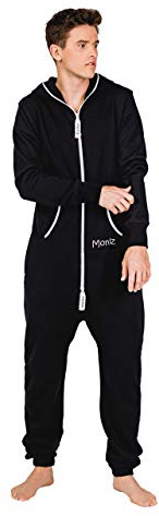 Moniz Herren Jumpsuit, Onesie, Overall (XS, schwarz)