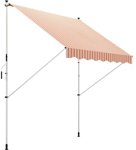 Outsunny Toldo Manual Retráctil 3x1,5 m Toldo Exterior Terraza Enrollable Altura Ajustable con Manivela 170-280 cm Sin Taladro para Balcón Jardín Naranja