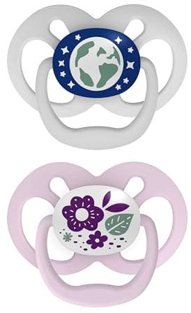 Dr. Brown's Advantage Nachtleuchtender Baby Schnuller, vollsymmetrischer Schnuller mit weicher Silikonbirne, Purple Nature, 6-18 m, BPA-frei, 2 Stück