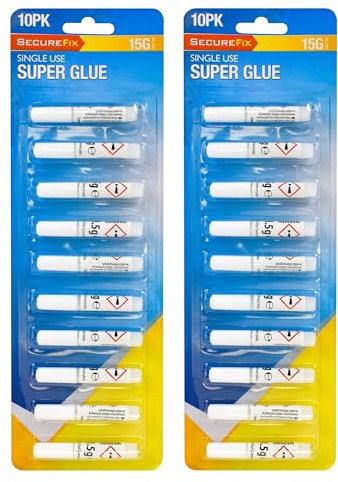 FERRIS | 20pk Extra Strong Super Glue - 1.5g Dries in Just 10 Seconds | Instant Bond Adhesive for Wood, Plastic, Ceramic, Rubber, and DIY Crafts | Ideal for Furniture, and Shoe Repairs