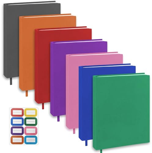 KICNIC Jumbo Book Covers 7 Pack, 9x11 Inch Stretchable Book Sox Suitable for Most Hardcover Books, Up to 10 Inch x 12.5 Inch, Washable and Reusable Protective Textbook Covers with Label Sticker