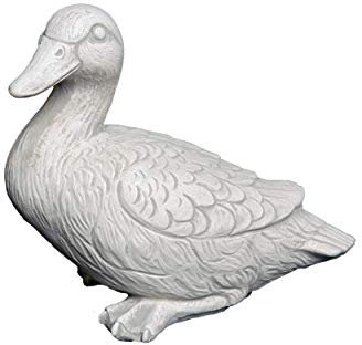 gartendekoparadies.de Niedliche Ente, Steinfigur, H. 18 cm, 3 kg, Grau, frostsicher aus Steinguss für Außenbereich