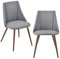 Lot de 2 Chaises de Salle à Manger Cuisine Rembourrée en Textile Pieds Métal avec Effet Bois Siège Fauteuil de Salon Gris Foncé 83 x 50 x 53 cm