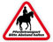 Tierisch werben Pferdetransport - Bitte Abstand halten! (30x25 cm) Schild o. Aufkleber für Pferdeanhänger in konturgeschnittener Dreiecksform Motiv: Reiter (Aufkleber)