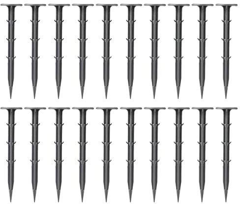 Yardwe 50 Pcs en Plastique Yard Jardin Piquets Ancres Paysage Bordure Piquets d'ancrage Piquets De Plante Clou De Sol pour Tentes De Support De Plante Parasol Net (Gris)