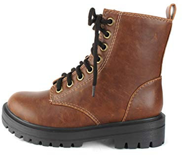 Soda Firm – Sohle, Combat Ankle Bootie mit seitlichem Reißverschluss, Braun (Whiskey), 36.5 EU