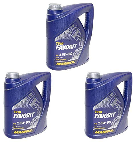 MANNOL Favorit 15W-50 API SL CF CF-4 Motoröl 15W50 Motor Motoren Öl 3 X 5 Liter