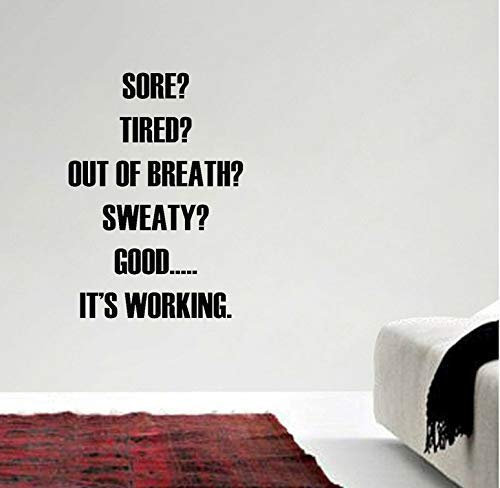Wund, Müde, Außer Atem, Verschwitzt, Gut. Es Funktioniert Wandaufkleber Pvc Fitness Art Quote 56X40Cm