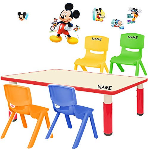 alles-meine.de GmbH Sitzgruppe für Kinder - Tisch + 4 Kinderstühle - Größen & Motiv & Farbwahl - Mickey Maus/rot - inkl. Name - höhenverstellbar - 1 bis 8 Jahre - Plastik - für..