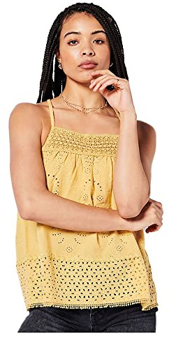 Superdry Damen Vintage Trägeroberteil mit gewebter Spitze Zitronengelb 40