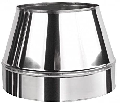 Cono superior de acero inoxidable de 150 mm / 220 mm para tubo de combustión con aislamiento de pared doble
