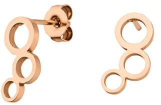 LUUK LIFESTYLE Schlichte Ohrringe aus Edelstahl, Damen Ohrstecker, Glücksbringer Geschenk für Frauen und Mädchen, filigran & wasserfest, 3 Ringe, roségold