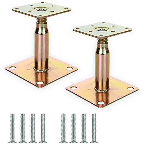 AHUNTTER 2PCS 100-150mm Galvanised Adjustable Elevated Post Base Support, Heavy Duty Roof Support for Building - Gold