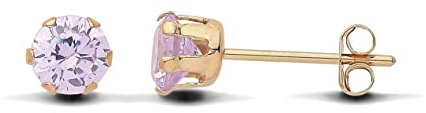 9ct Yellow Gold 4mm Lavander Amethyst Solitaire Stud Earrings