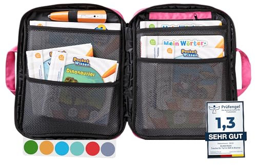 bunnyboo TipToi Tasche - [DAS ORIGINAL] - Platz für bis zu 8 Bücher - mit Einsatz für Tiptoi Stift, Kabel und Batteriefach - gehört in jedes Starterset TipToi (Rosa)