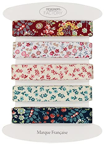 Set von 4 bedrucktes Baumwoll schrägband - Mehrere Farben erhältlich - Set von sehr guter Qualität - 2 Meter pro Farbe - 100% Baumwolle. (Set K)